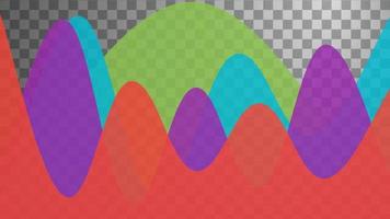 Four colored stacked waves on transparent background vector