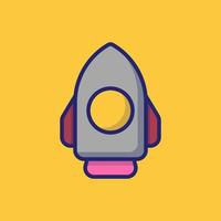 Rocket Vector Icon Illustration. Flat Cartoon Style Suitable For Web Landing Page, Banner, Sticker, Background.