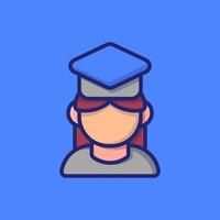 Girl Graduating Vector Icon Illustration. Flat Cartoon Style Suitable For Web Landing Page, Banner, Sticker, Background.