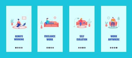 Freelance mobile app template. Concept of remote work, work from home, self-isolation. Flat vector illustration.