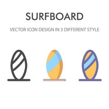 surfboard icon pack isolated on white background. for your web site design, logo, app, UI. Vector graphics illustration and editable stroke. EPS 10.