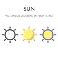 sun icon pack isolated on white background. for your web site design, logo, app, UI. Vector graphics illustration and editable stroke. EPS 10.