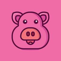 Pig Vector Icon Illustration. Flat Cartoon Style Suitable for Web Landing Page, Banner, Sticker, Background.