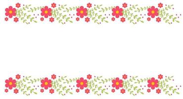 Floral border elements. Botanical bloom beautiful spring frame vector