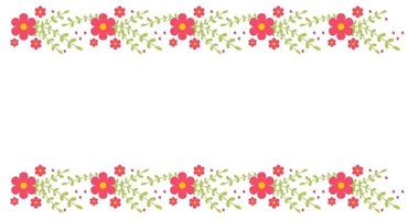 Floral border elements. Botanical bloom beautiful spring frame vector