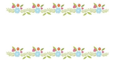 Floral border elements. Botanical bloom beautiful spring frame vector