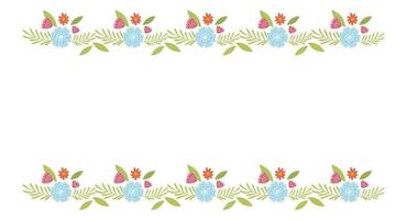 Floral border elements. Botanical bloom beautiful spring frame vector