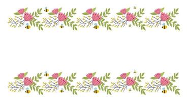 Floral border elements. Botanical bloom beautiful spring frame vector