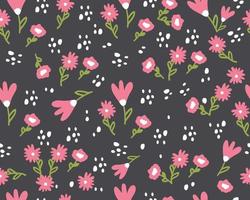 Spring seamless pattern with cute flowers. Hand drawn summer flora textile vector