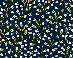 Spring seamless pattern with cute flowers. Hand drawn summer flora textile vector