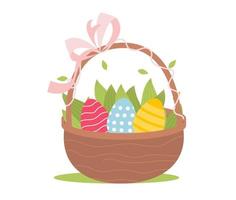 Easter Eggs in basket vector