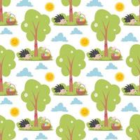 Easter spring seamless pattern with cute animals vector