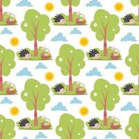 Easter spring seamless pattern with cute animals vector