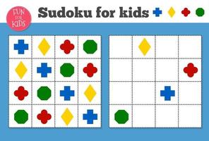 Sudoku. Kids and adult mathematical mosaic. Magic square. Logic puzzle game. vector