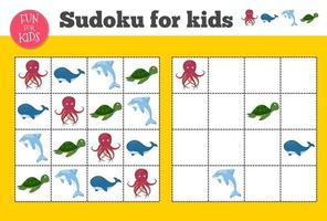 sudoku. mosaico matemático para niños y adultos. cuadrado mágico. juego de rompecabezas de lógica. vector