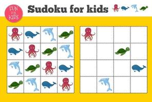 Sudoku. Kids and adult mathematical mosaic. Magic square. Logic puzzle game. vector