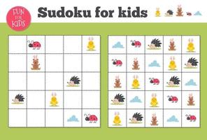 Sudoku. Kids and adult mathematical mosaic. Magic square. Logic puzzle game. vector