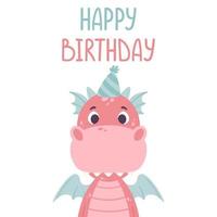 Happy birthday greeting card with dragon. vector