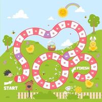 Board game with a block path. Spring season play game for children. vector