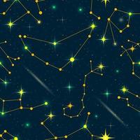 Zodiac constellations seamless pattern. Vector space and stars illustration.