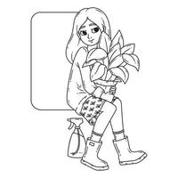 Girl with potted plant.