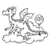 Cute cartoon flying dragon. vector