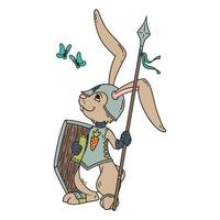 Bunny knight with a lance and shield. vector