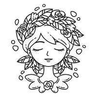 Girl with flower in hair. vector