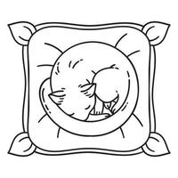 lindo gato durmiendo en la almohada. vector