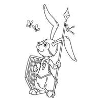 Bunny knight with a lance and shield. vector