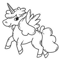 unicornio con alas. vector