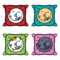 Cute cat sleeping on a pillow. Set cats. vector