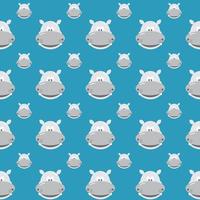 Seamless pattern with hippo vector illustration