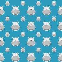 Seamless pattern with hippo vector illustration