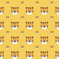 Vector seamless pattern with cute tigers on the yellow background.
