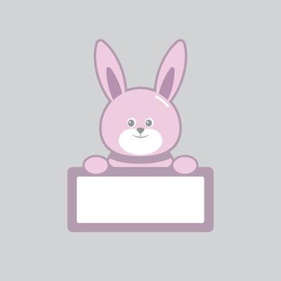 Cute rabbit cartoon with board sign