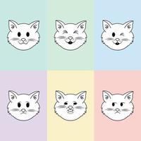 Cute Cat Emoticon Icon Set vector