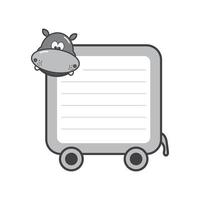 cute hippo message card vector illustration