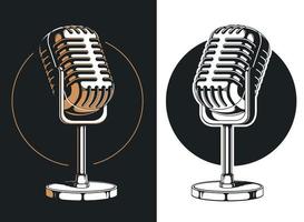 Silhouette Podcasting Microphone Recording Isolated Logo Illustration vector