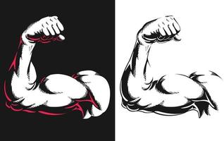 Silhouette Arm Bicep Muscle Flexing Bodybuilding Fitness Illustration vector