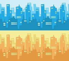 City Skyline Skyscraper Building Flat Design Style Background Cartoon vector