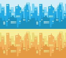 City Skyline Skyscraper Building Flat Design Style Background Cartoon vector