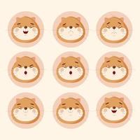 Set of cat emotions stickers cute vector illustration