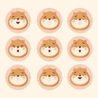 Set of cat emotions stickers cute vector illustration