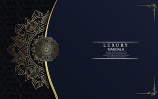 Fondo adornado de mandala de oro de lujo para invitación de boda, portada de libro vector