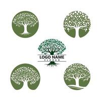 Logos of green Tree leaf ecology vector