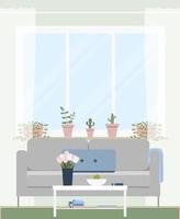 Cozy living room interior in the modern urban apartment vector