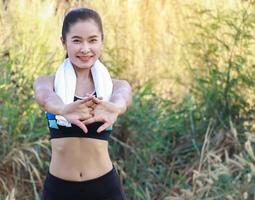 Woman exercising outdoors photo