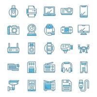 Set of Device and gadget icons with blue style. vector