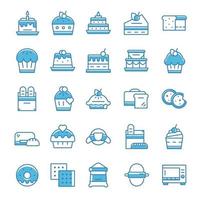 Set of Bakery icons with blue style. vector